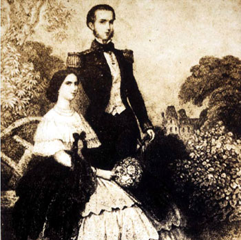 Los Archiduques Maximiliano y Carlota. Plata sobre gelatina